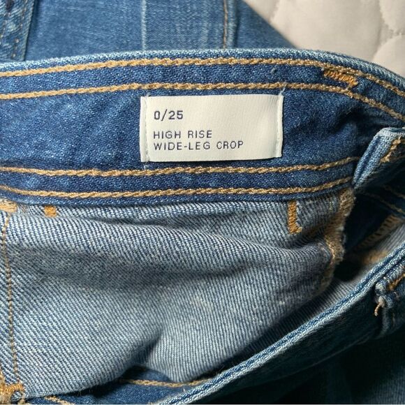 Sz 25 / 0 gap High Waist Medium Indigo Blue Crop Jean Pants - Picture 6 of 10